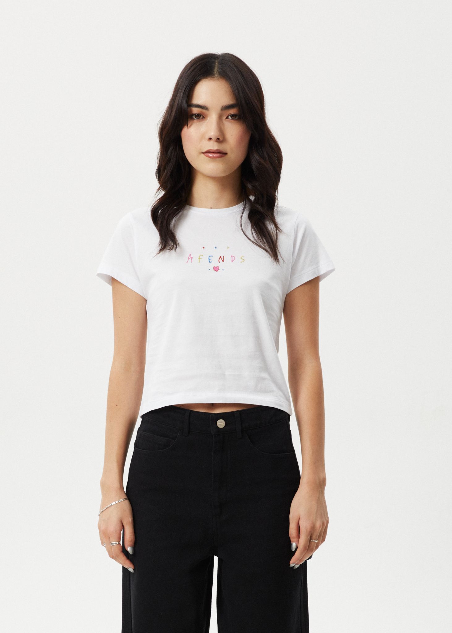 Afends Womens Funhouse - Baby Tee - White sold by Afends