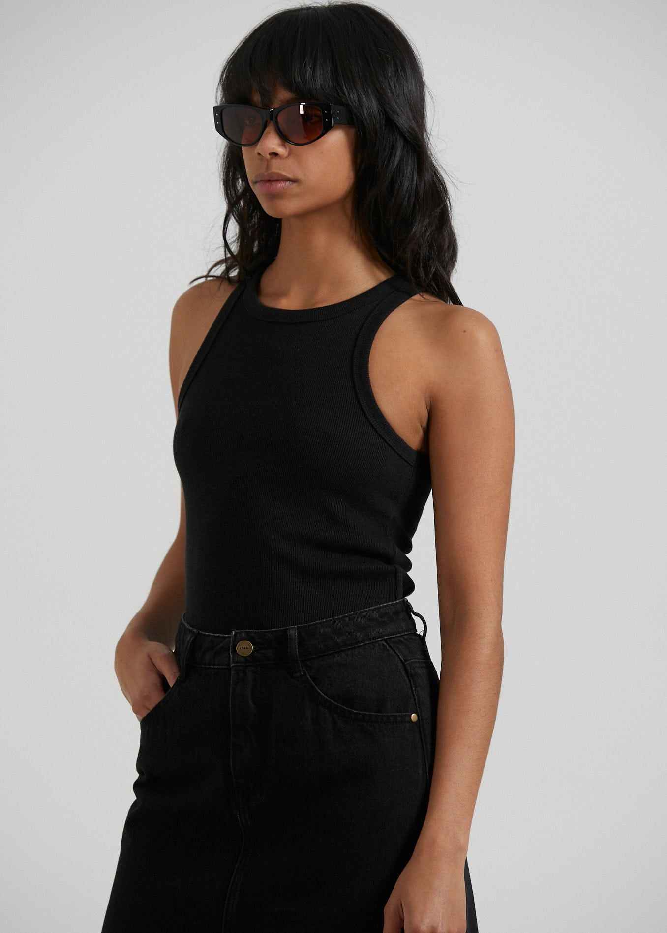 Afends Womens Lydia - Hemp Ribbed Singlet - Black sold by Afends product image thumbnail 4