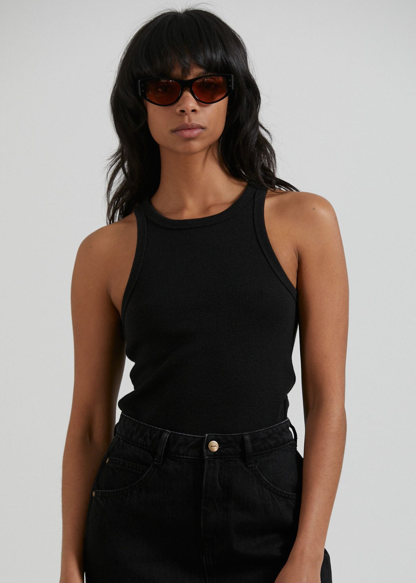 Afends Womens Lydia - Hemp Ribbed Singlet - Black sold by Afends