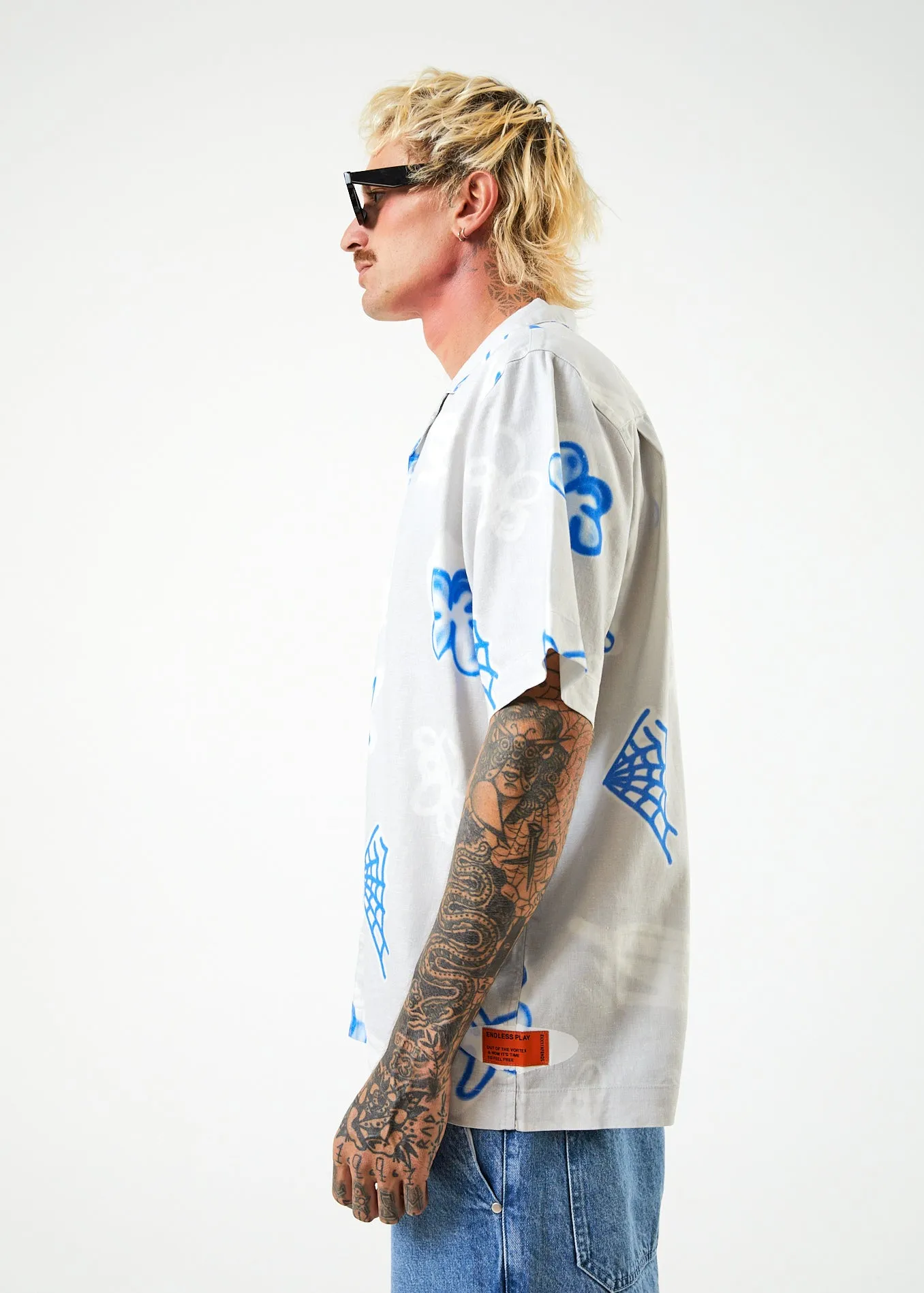 AFENDS Mens Planetary - Cuban Short Sleeve Shirt - Smoke sold by Afends product image thumbnail 4