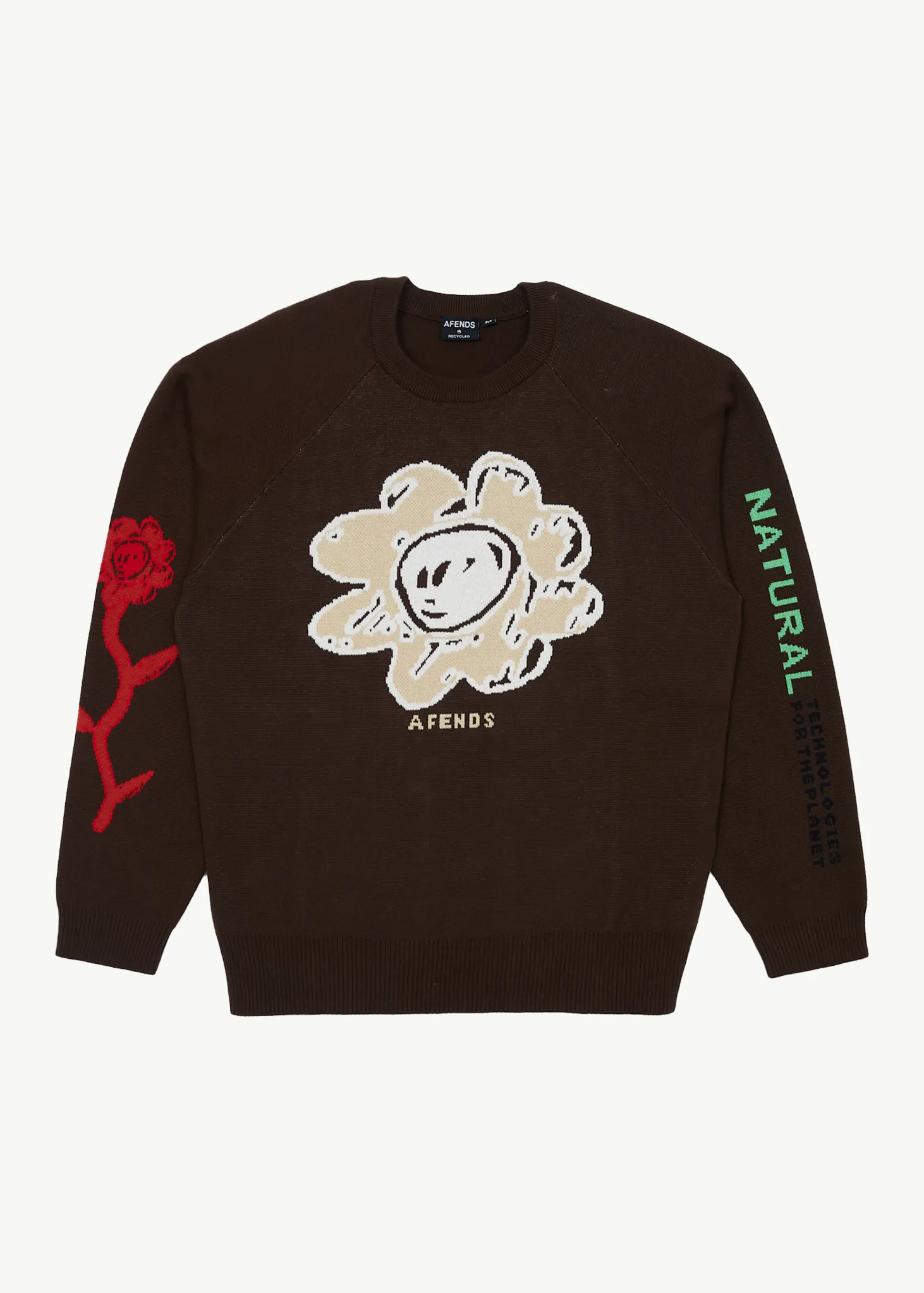 AFENDS Mens Technology - Raglan Knit - Earth sold by Afends