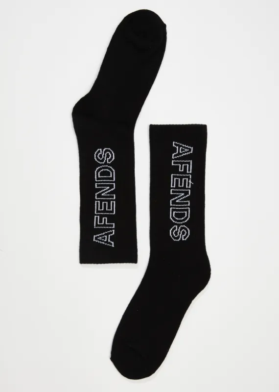 AFENDS Unisex Outline - Crew Socks - Black sold by Afends