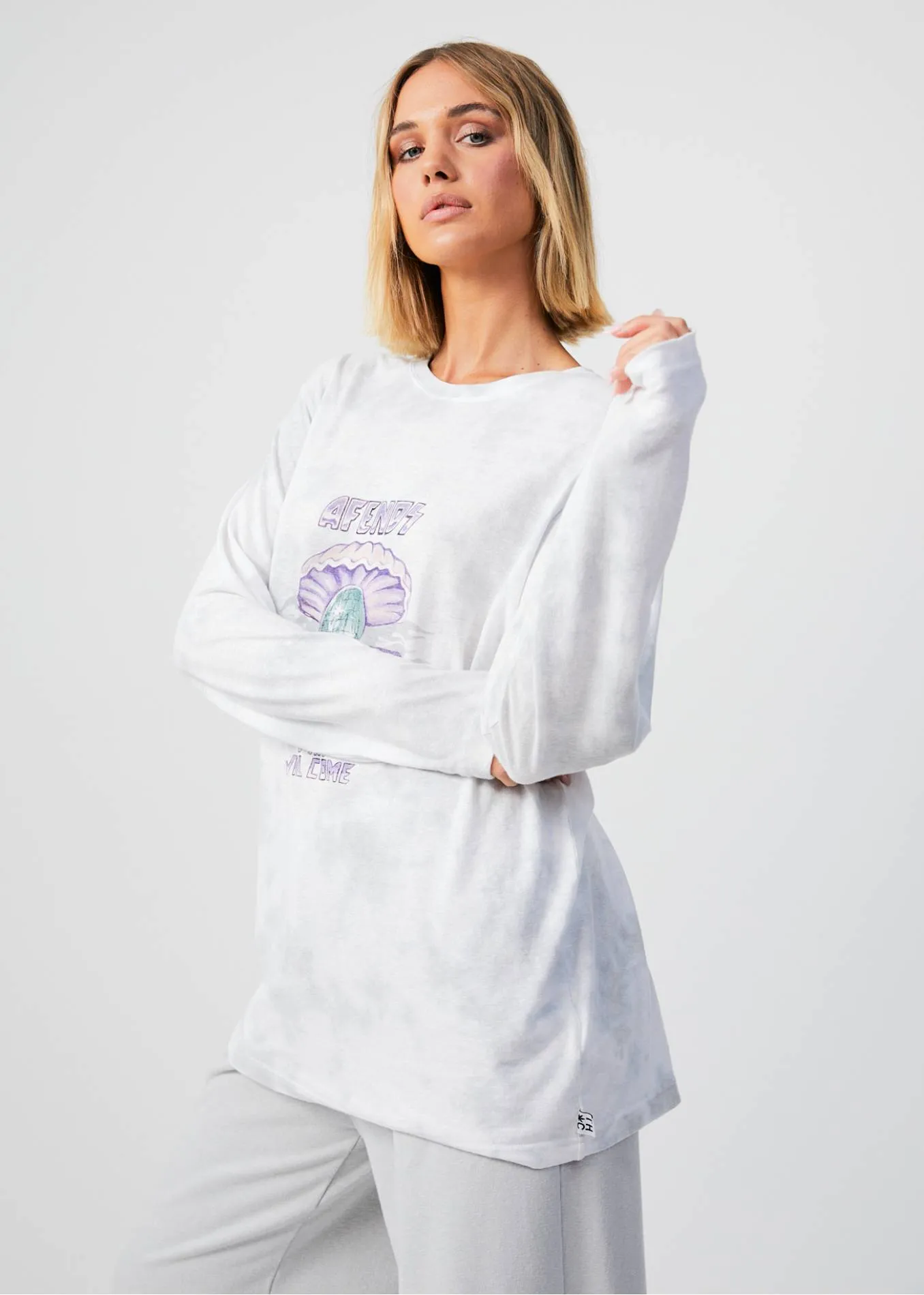 AFENDS Womens Pearla - Long Sleeve Graphic T-Shirt - Smoke Wash sold by Afends product image thumbnail 4