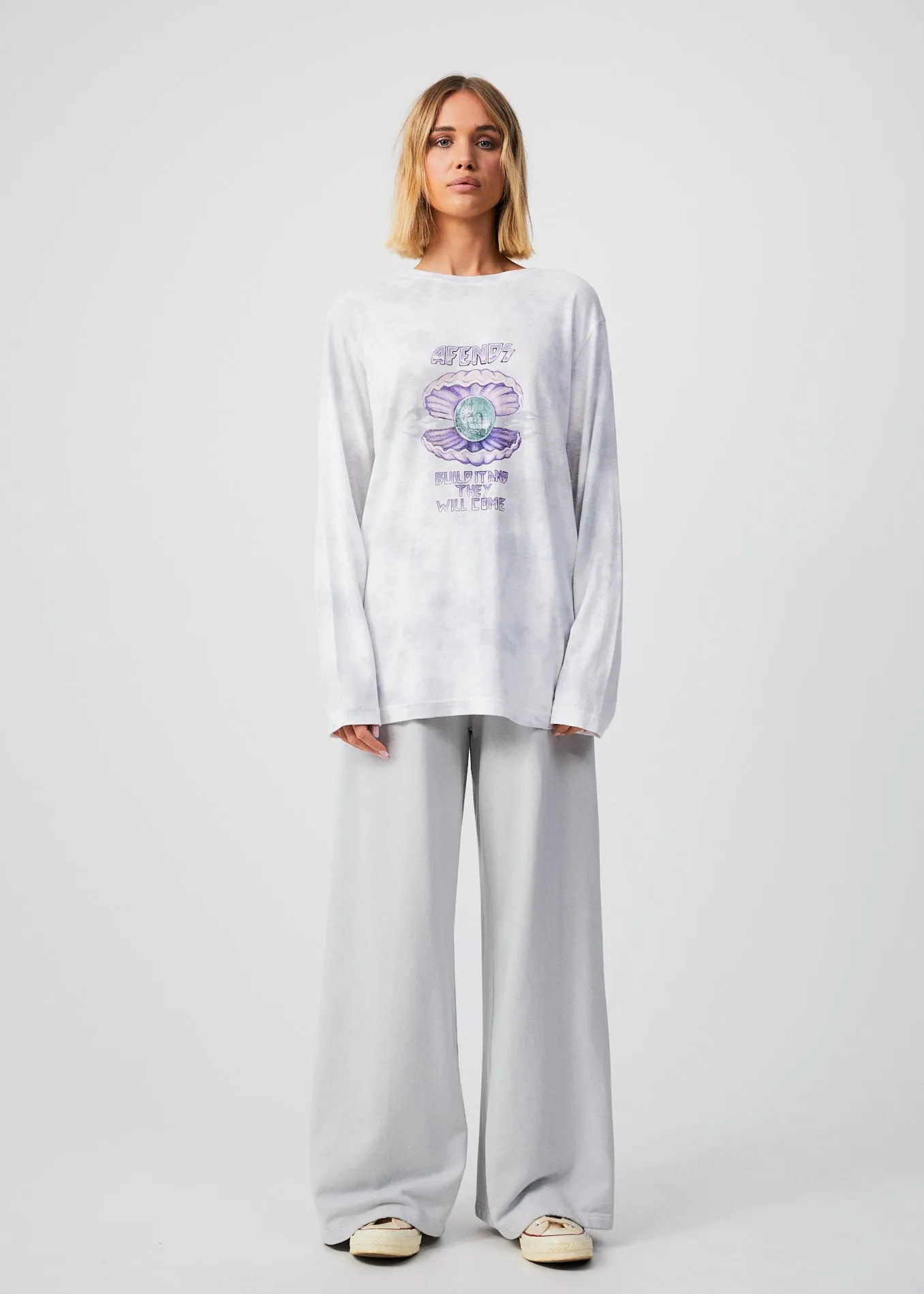 AFENDS Womens Pearla - Long Sleeve Graphic T-Shirt - Smoke Wash sold by Afends product image thumbnail 3