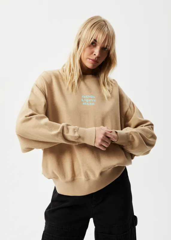 AFENDS Womens Daze - Crew Neck Jumper - Tan sold by Afends