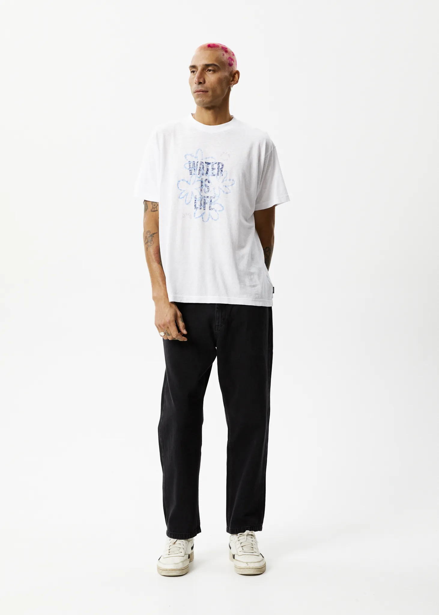 AFENDS Mens Waterfall - Boxy Graphic T-Shirt - White sold by Afends product image thumbnail 3