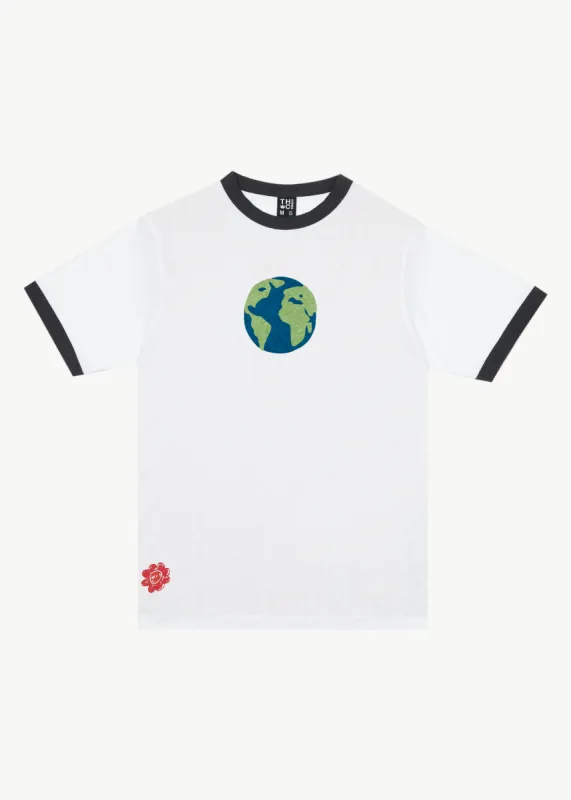 AFENDS Mens World - Graphic Ringer T-Shirt - White sold by Afends
