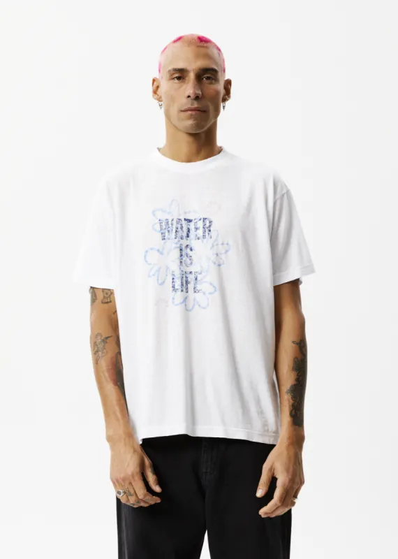 AFENDS Mens Waterfall - Boxy Graphic T-Shirt - White sold by Afends