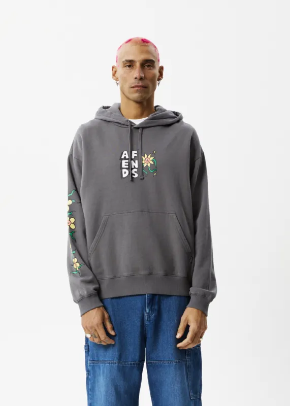 AFENDS Mens Flowerbed - Graphic Hoodie - Steel sold by Afends