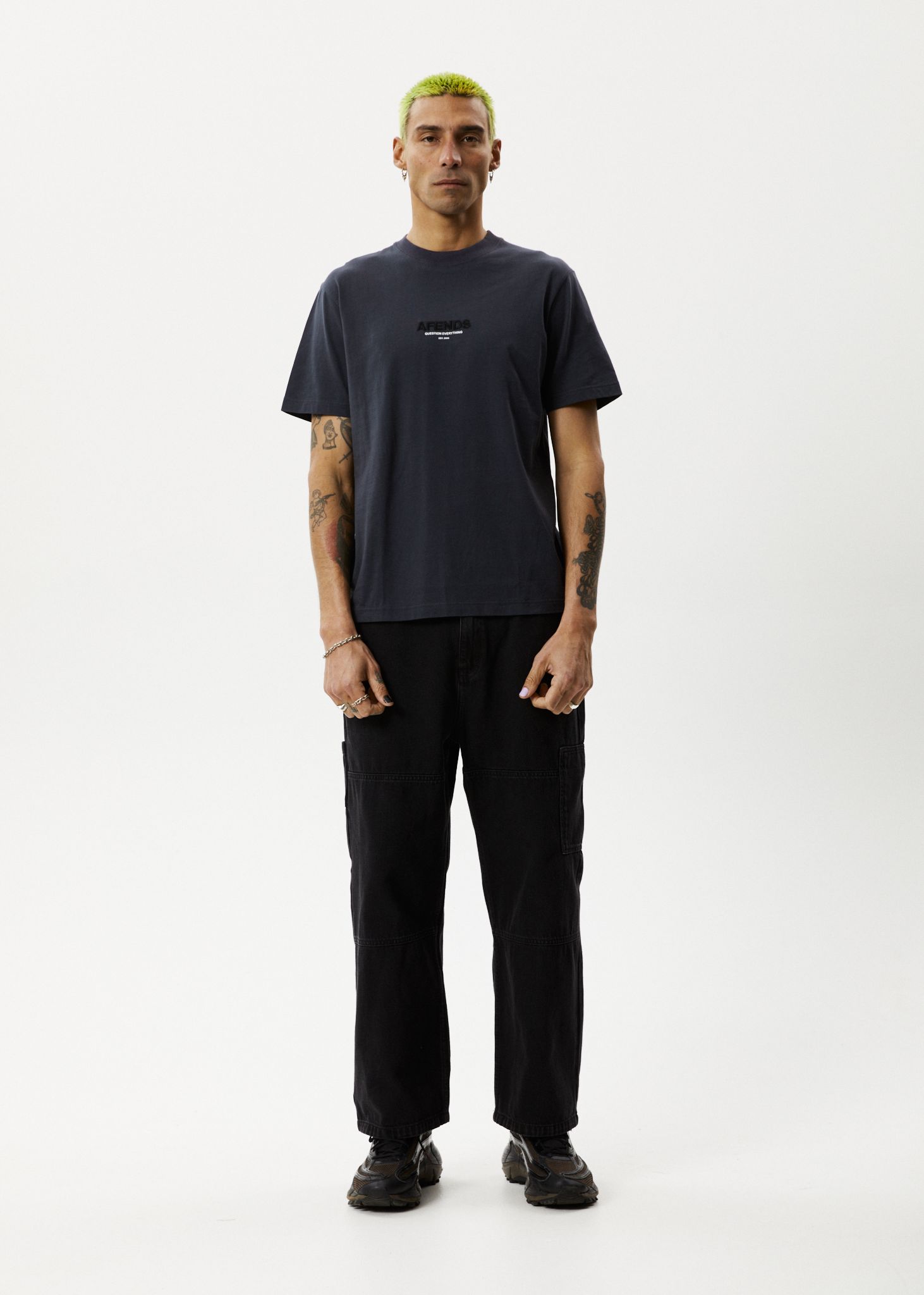 Afends Mens Vinyl - Retro Logo T-Shirt - Charcoal sold by Afends product image thumbnail 4