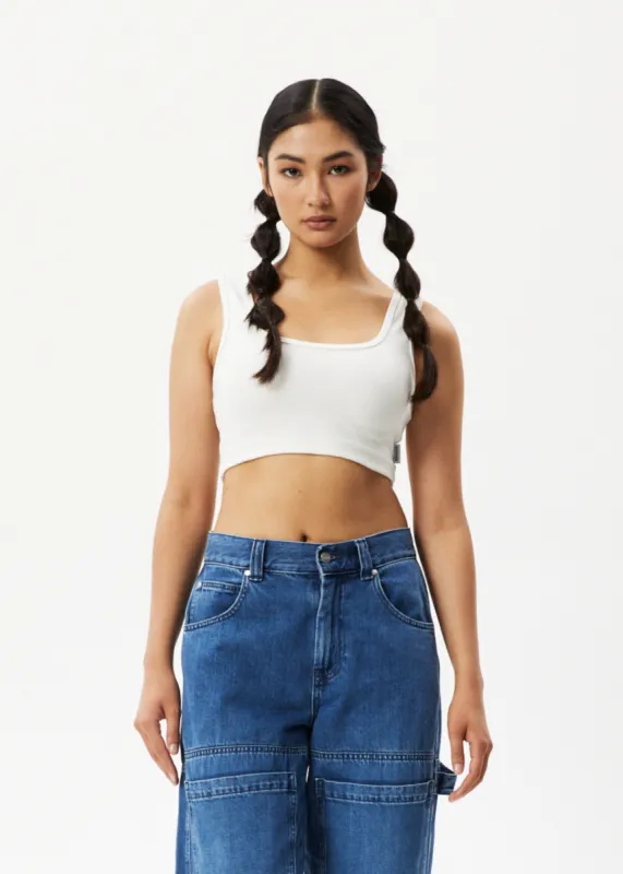 AFENDS Womens Chia - Rib Cropped Singlet - Off White sold by Afends