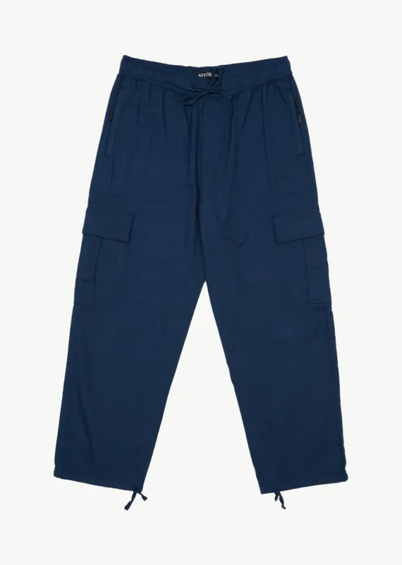 AFENDS Mens Atlas - Herringbone Cargo Pant - Navy sold by Afends