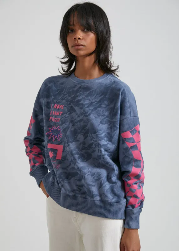 AFENDS Womens All Or Nothing - Hemp Slouchy Crew - Storm sold by Afends