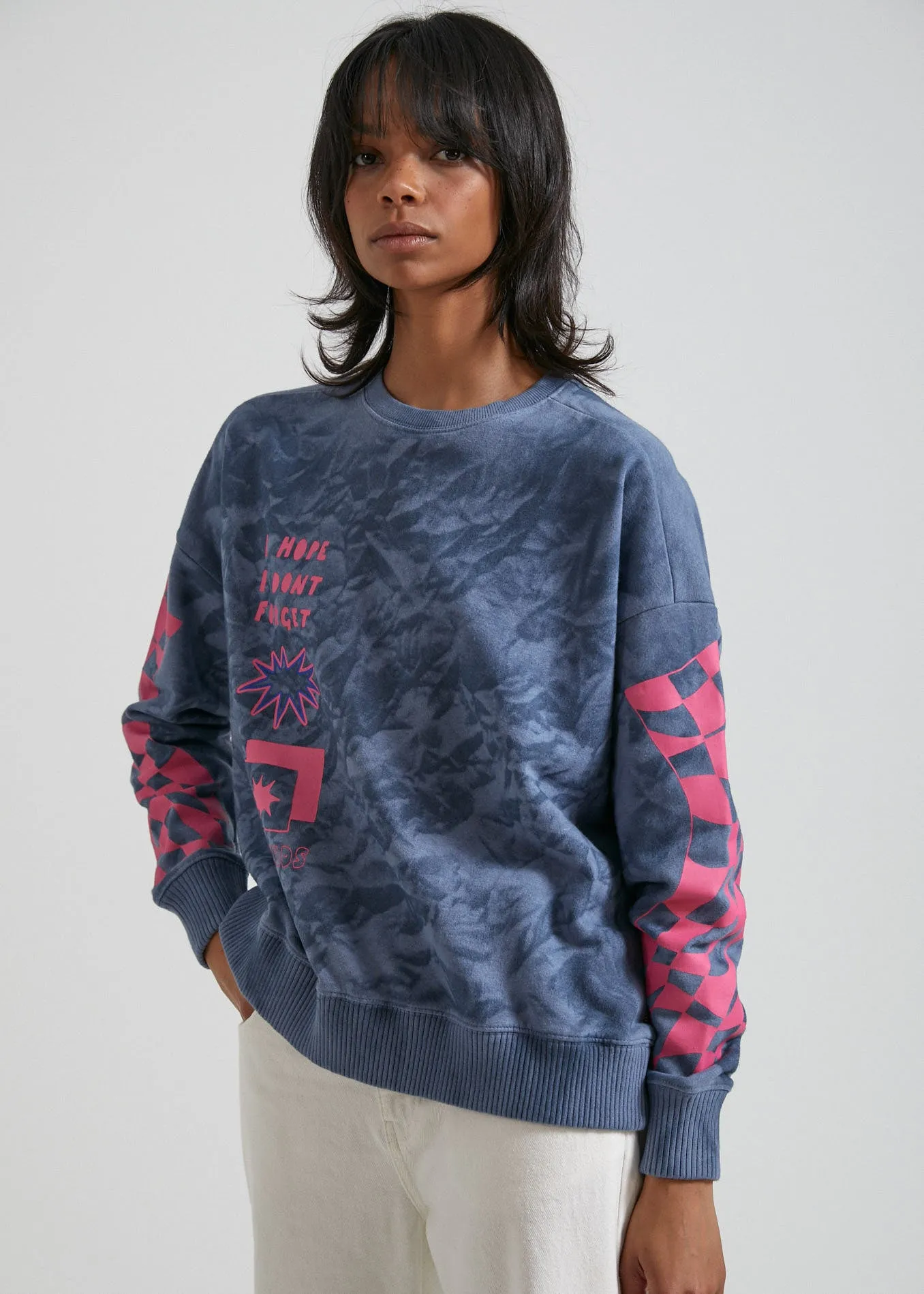 AFENDS Womens All Or Nothing - Hemp Slouchy Crew - Storm sold by Afends