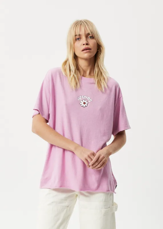 AFENDS Womens Flowers Slay - Oversized Graphic T-Shirt - Candy sold by Afends