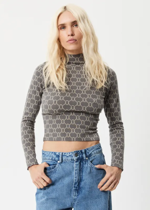 AFENDS Womens Lois - Long Sleeve Top - Steel sold by Afends
