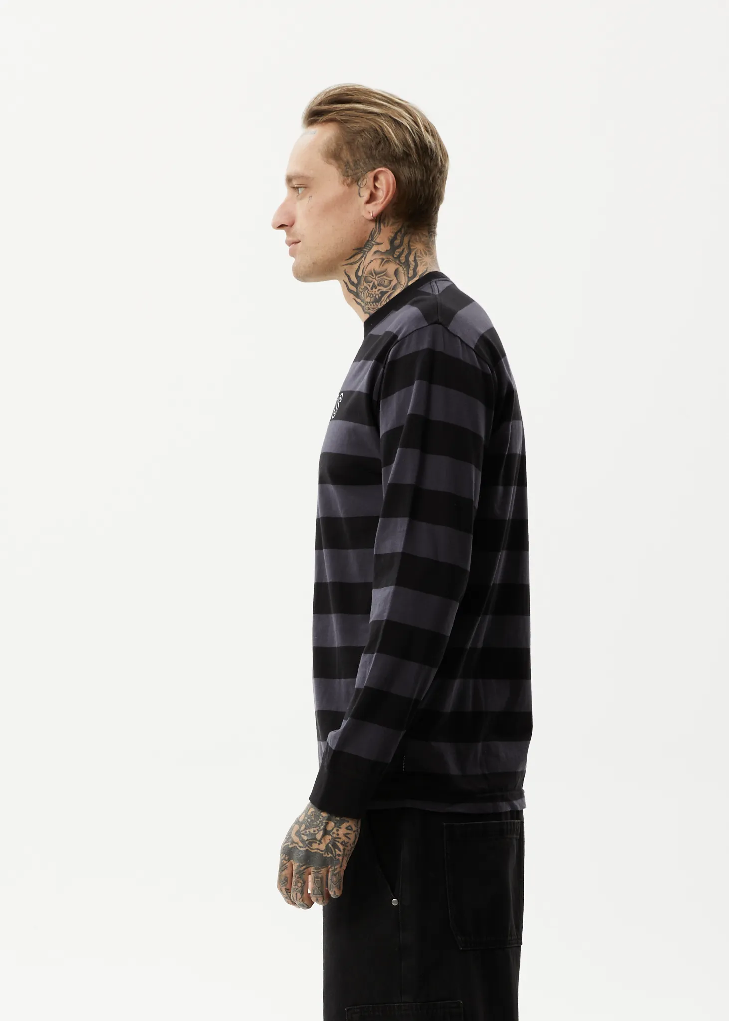 AFENDS Mens Sideline - Long Sleeve Striped T-Shirt - Black sold by Afends product image thumbnail 5