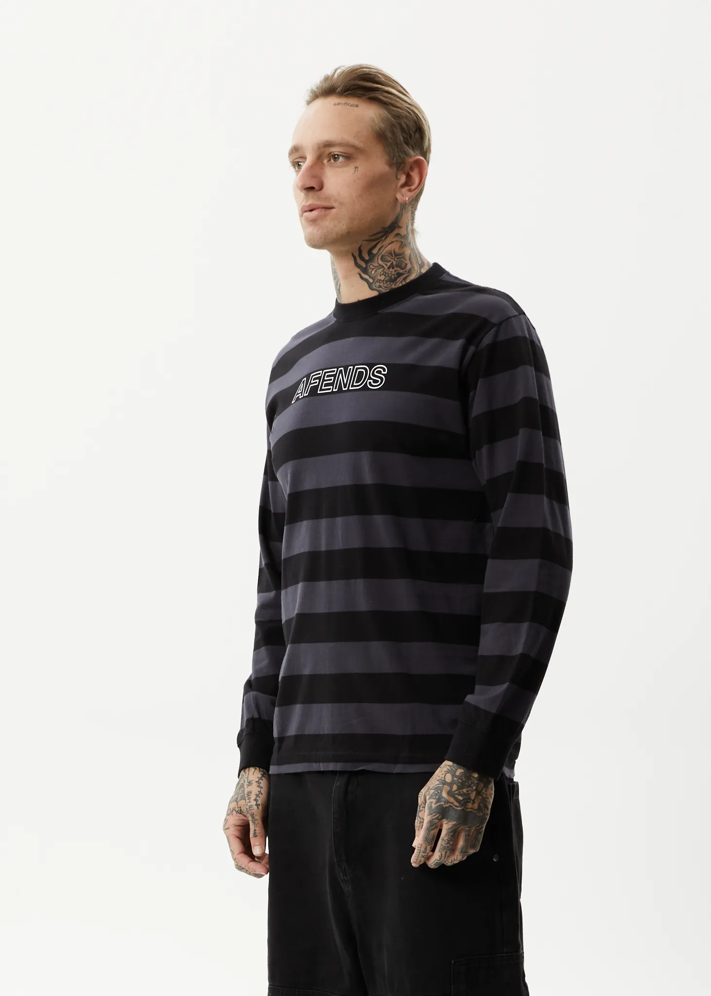 AFENDS Mens Sideline - Long Sleeve Striped T-Shirt - Black sold by Afends product image thumbnail 4