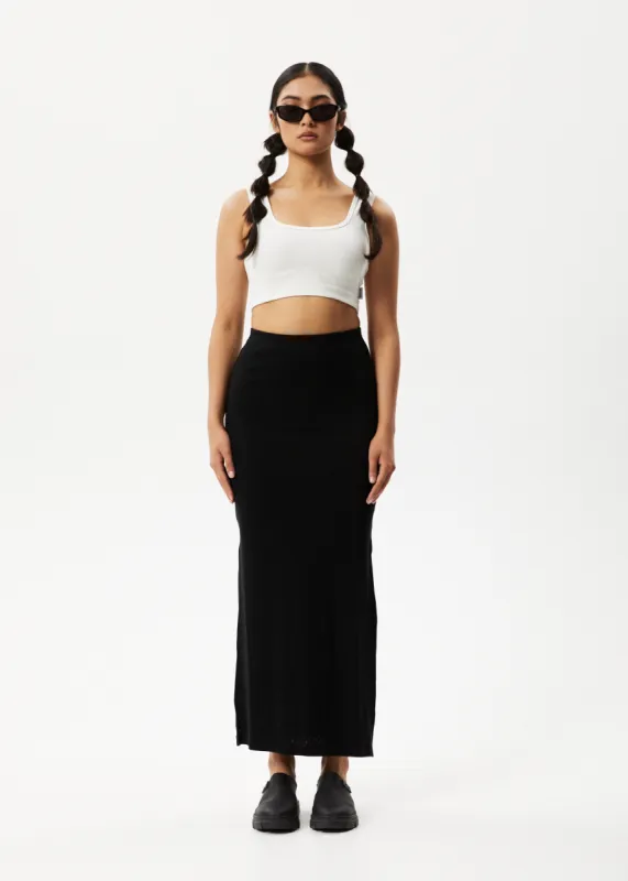 AFENDS Womens Lilah - Pointelle Maxi Skirt - Black sold by Afends