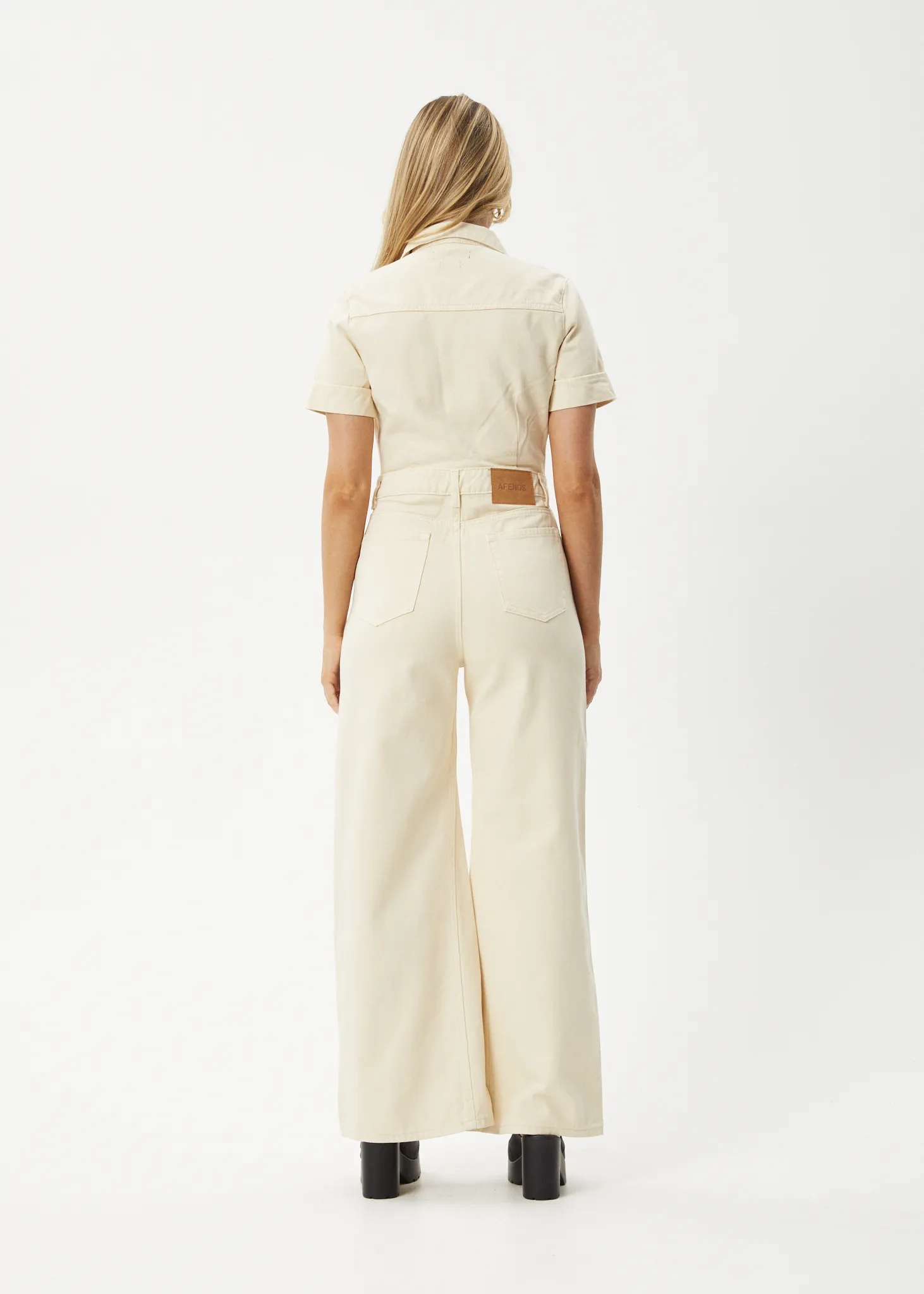 AFENDS Womens Miami - Denim Flared Jumpsuit - Sand sold by Afends product image thumbnail 5