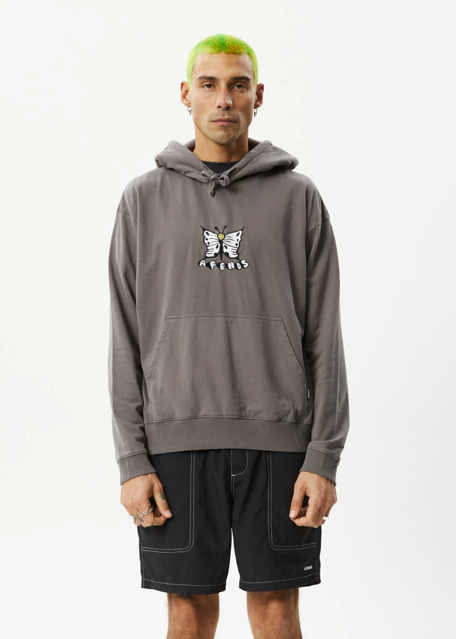 AFENDS Mens Fly Free - Graphic Hoodie - Steel sold by Afends