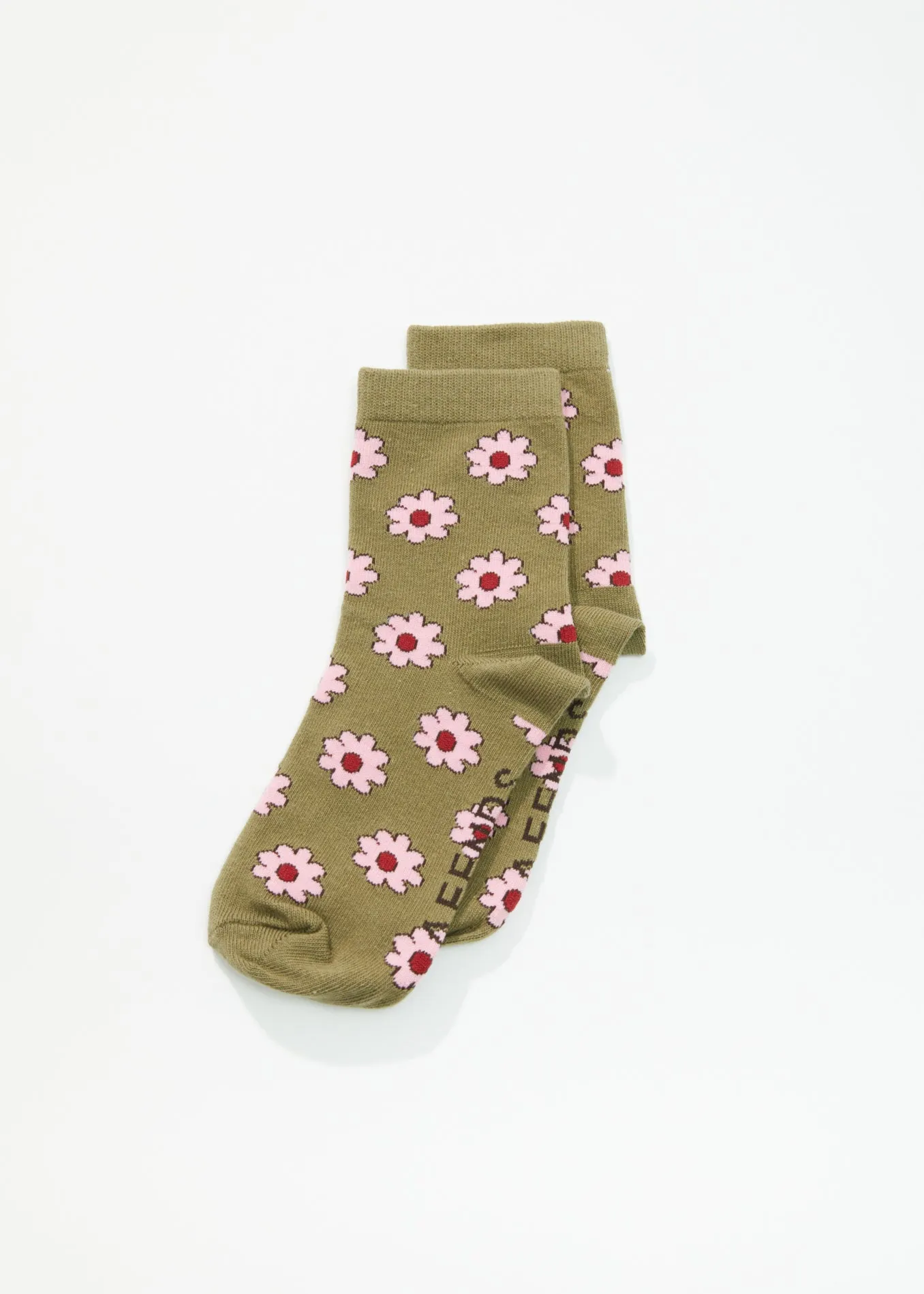 AFENDS Unisex Flower - Crew Socks - Olive sold by Afends product image thumbnail 5