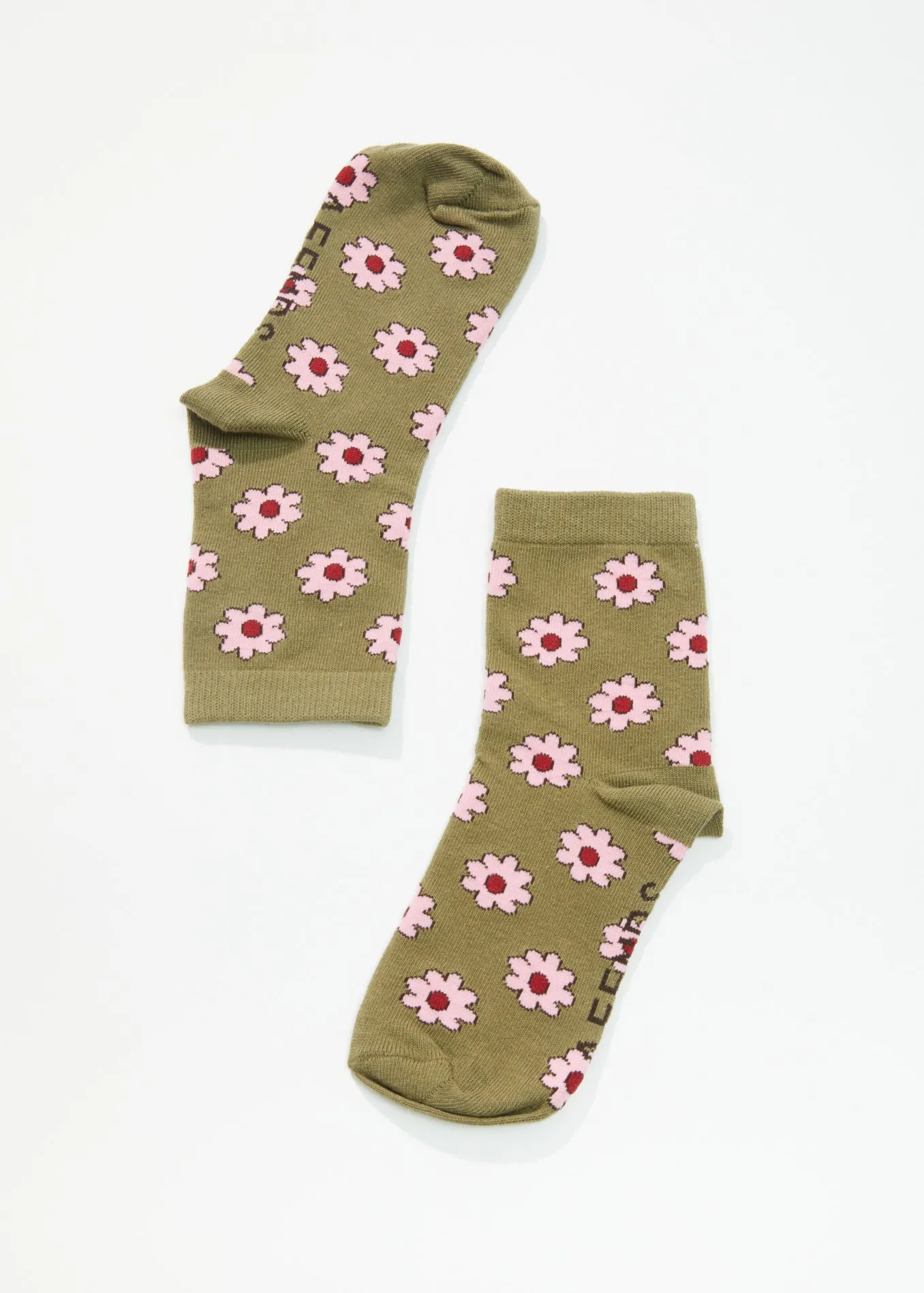 AFENDS Unisex Flower - Crew Socks - Olive sold by Afends product image thumbnail 3