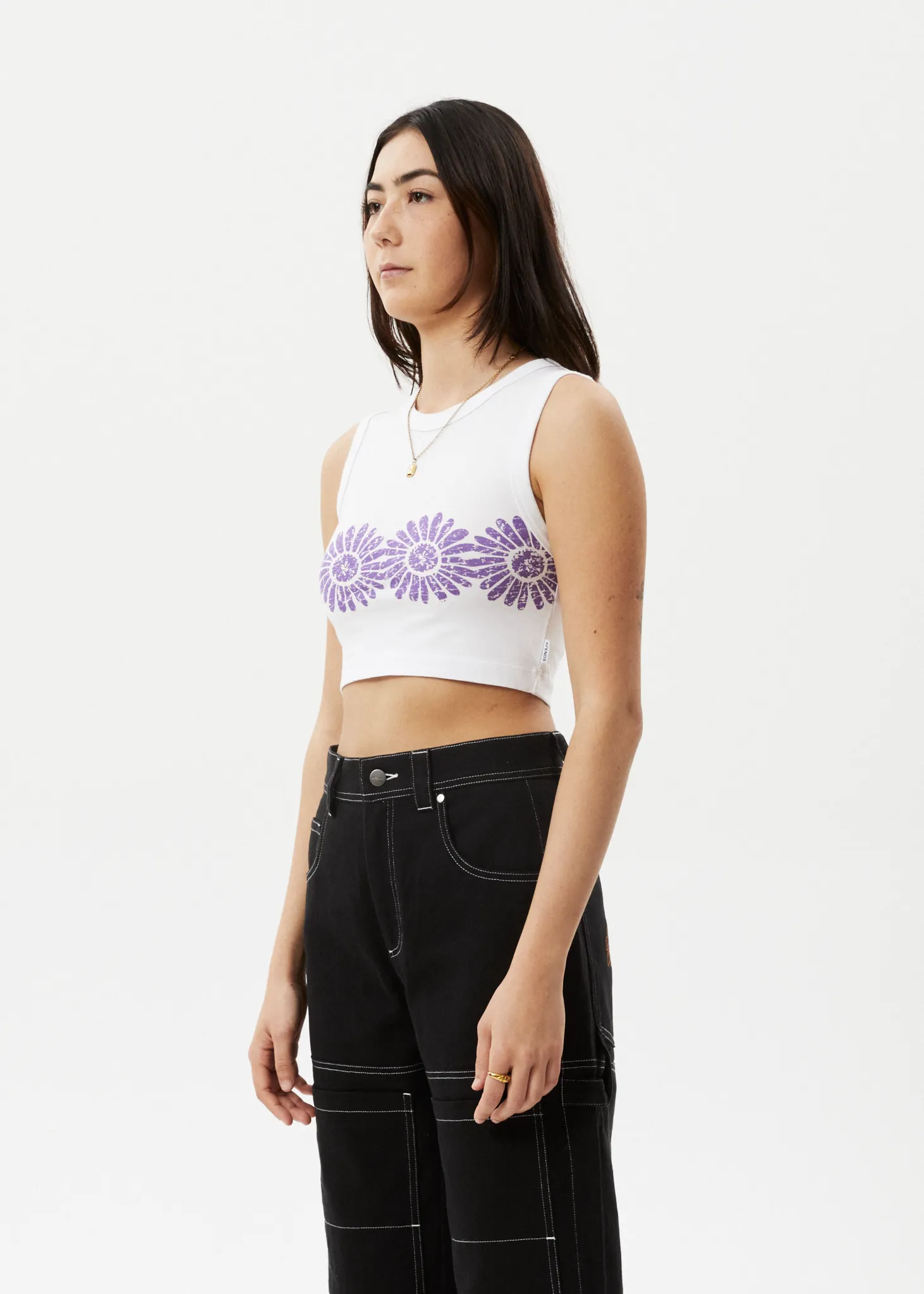 AFENDS Womens Daisy - Cropped Singlet - White sold by Afends product image thumbnail 4
