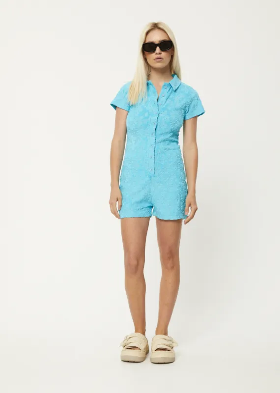 AFENDS Womens Moon - Terry Playsuit - Blue Daisy sold by Afends