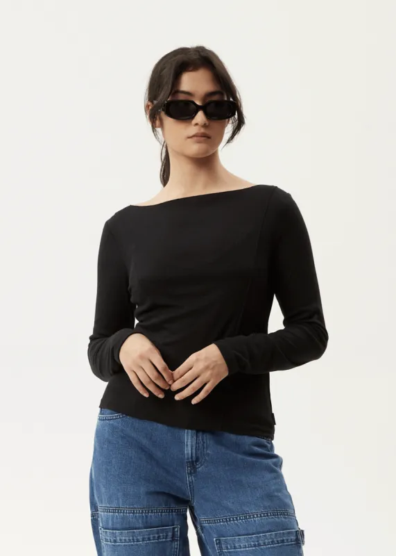 AFENDS Womens Mirage Bamboo - Sheer Long Sleeve Top - Black sold by Afends