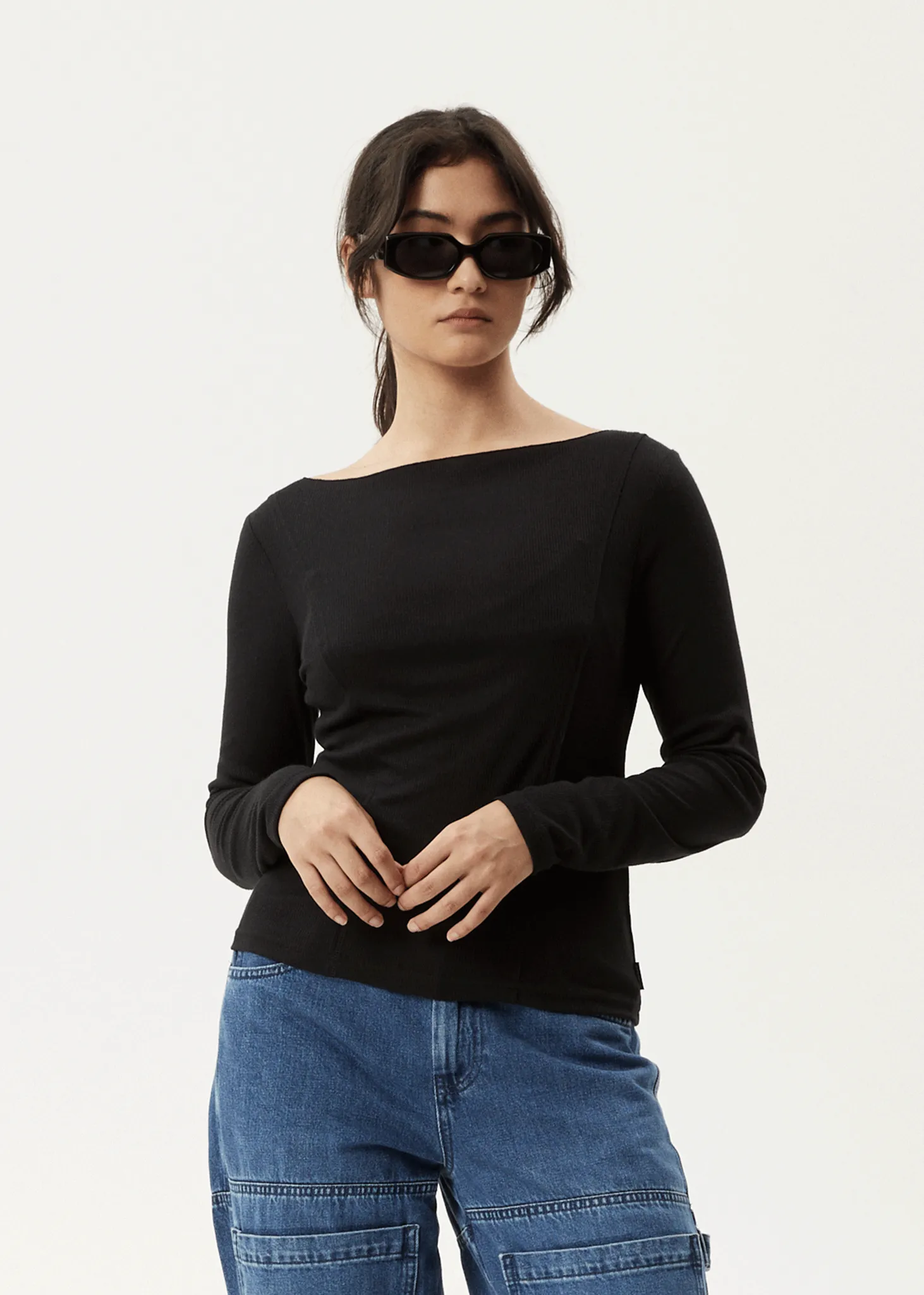 AFENDS Womens Mirage Bamboo - Sheer Long Sleeve Top - Black sold by Afends