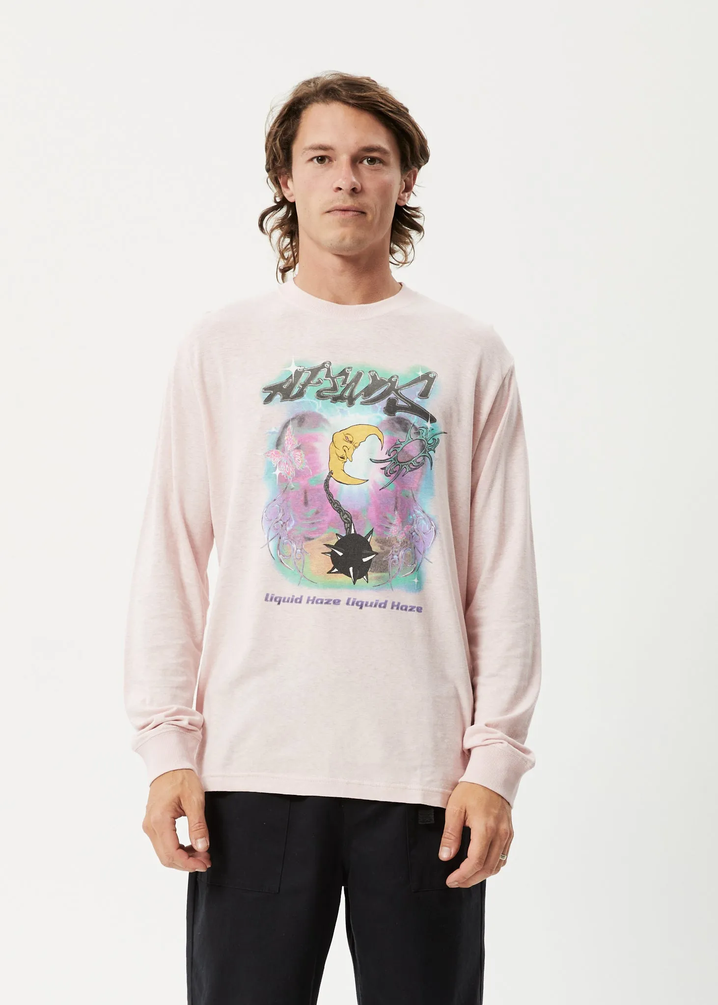 AFENDS Mens Liquid Haze - Long Sleeve Graphic Tee - Lotus sold by Afends