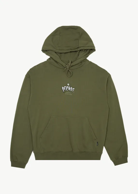 AFENDS Mens Enjoyment - Pull On Hood - Military sold by Afends