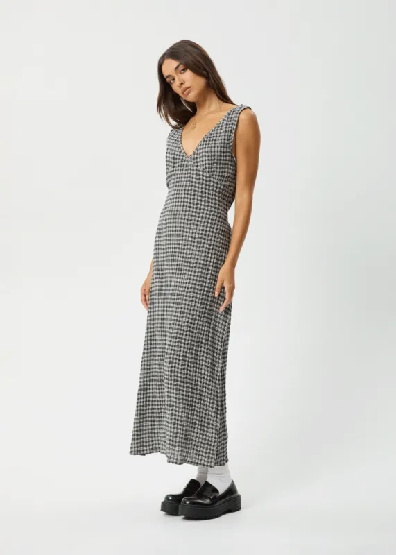 AFENDS Womens Asta - Seersucker Maxi Dress - Steel Check sold by Afends