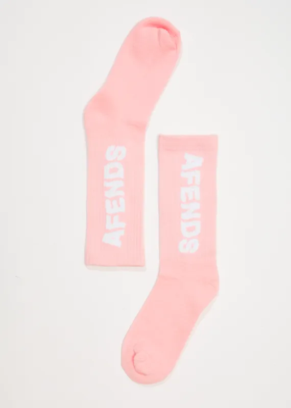 AFENDS Unisex Vortex - Crew Socks - Powder Pink sold by Afends