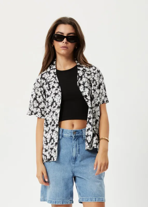 AFENDS Womens Benny - Short Sleeve Shirt - Black Daisy sold by Afends