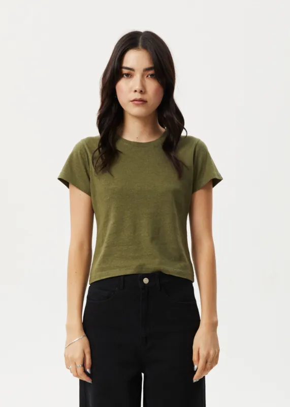 Afends Womens Carmen - Hemp Baby Tee - Military sold by Afends