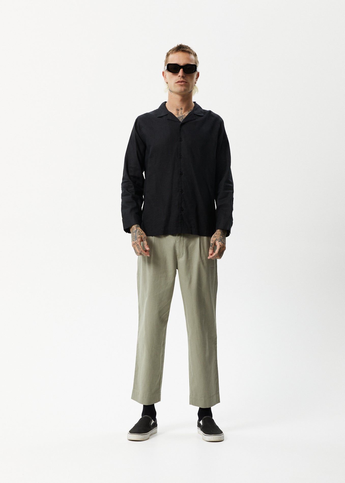 AFENDS Mens Critical - Cuban Long Sleeve Shirt - Black sold by Afends product image thumbnail 3