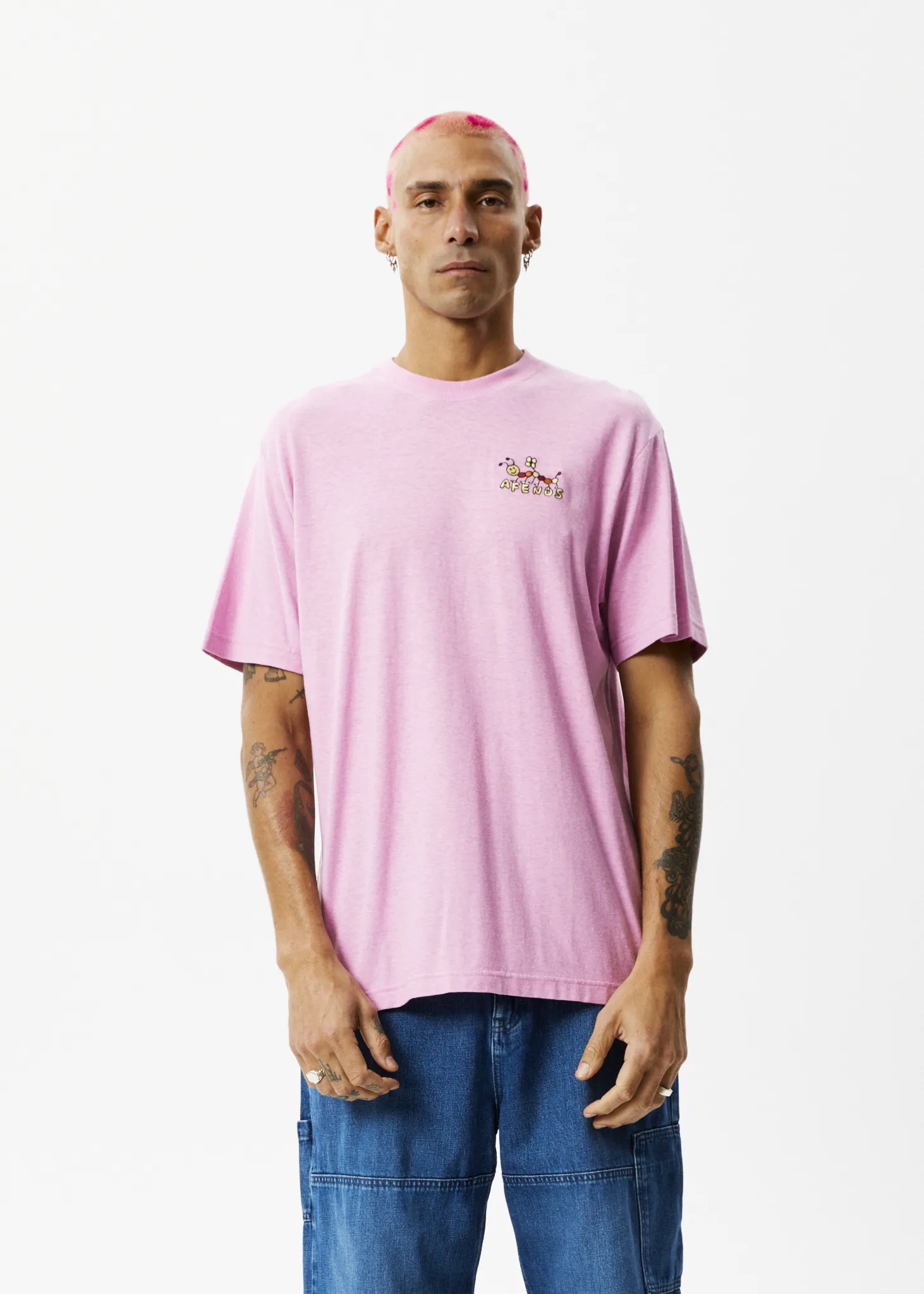 AFENDS Mens Caterpillar - Retro Graphic T-Shirt - Candy sold by Afends