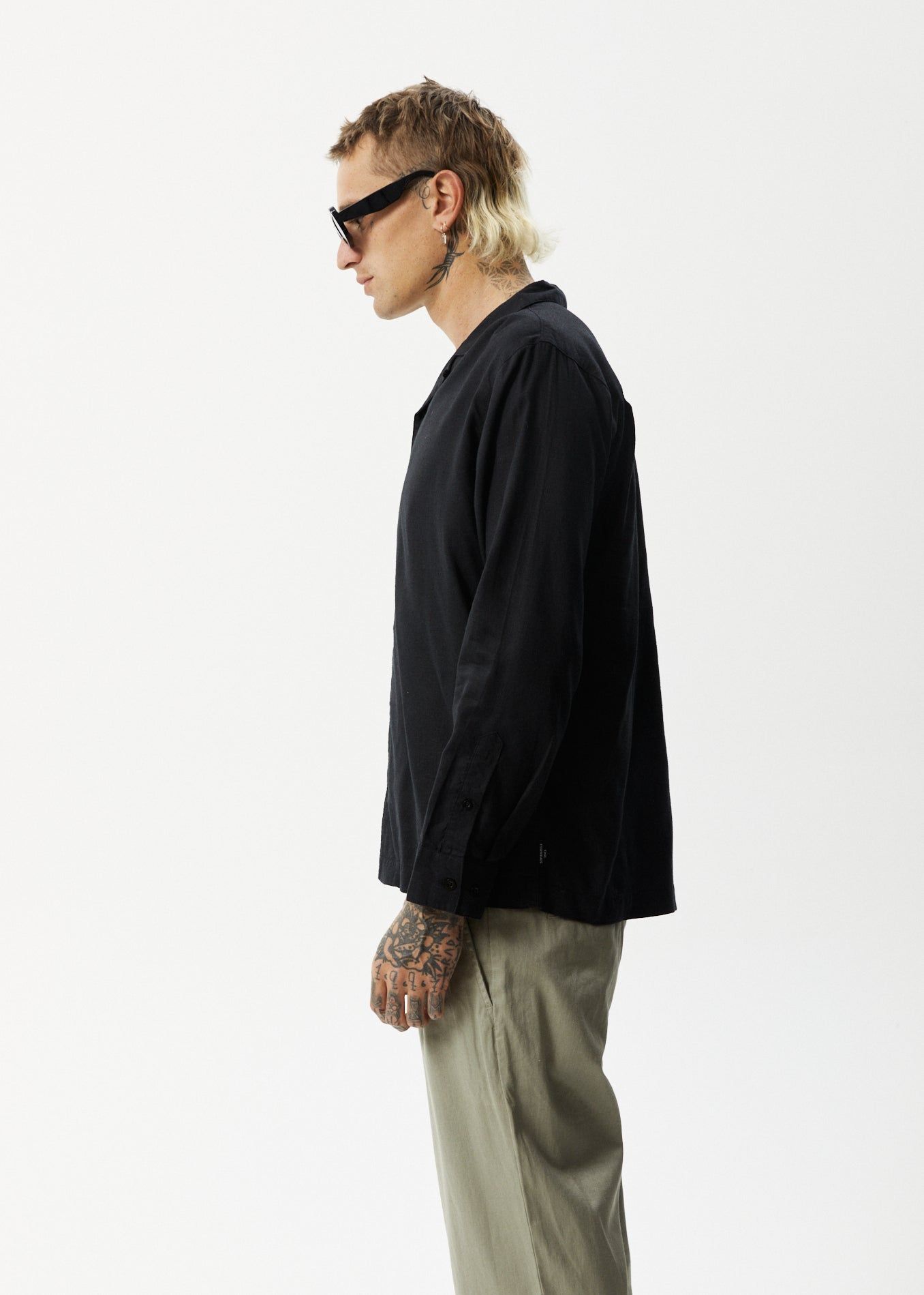 AFENDS Mens Critical - Cuban Long Sleeve Shirt - Black sold by Afends product image thumbnail 4