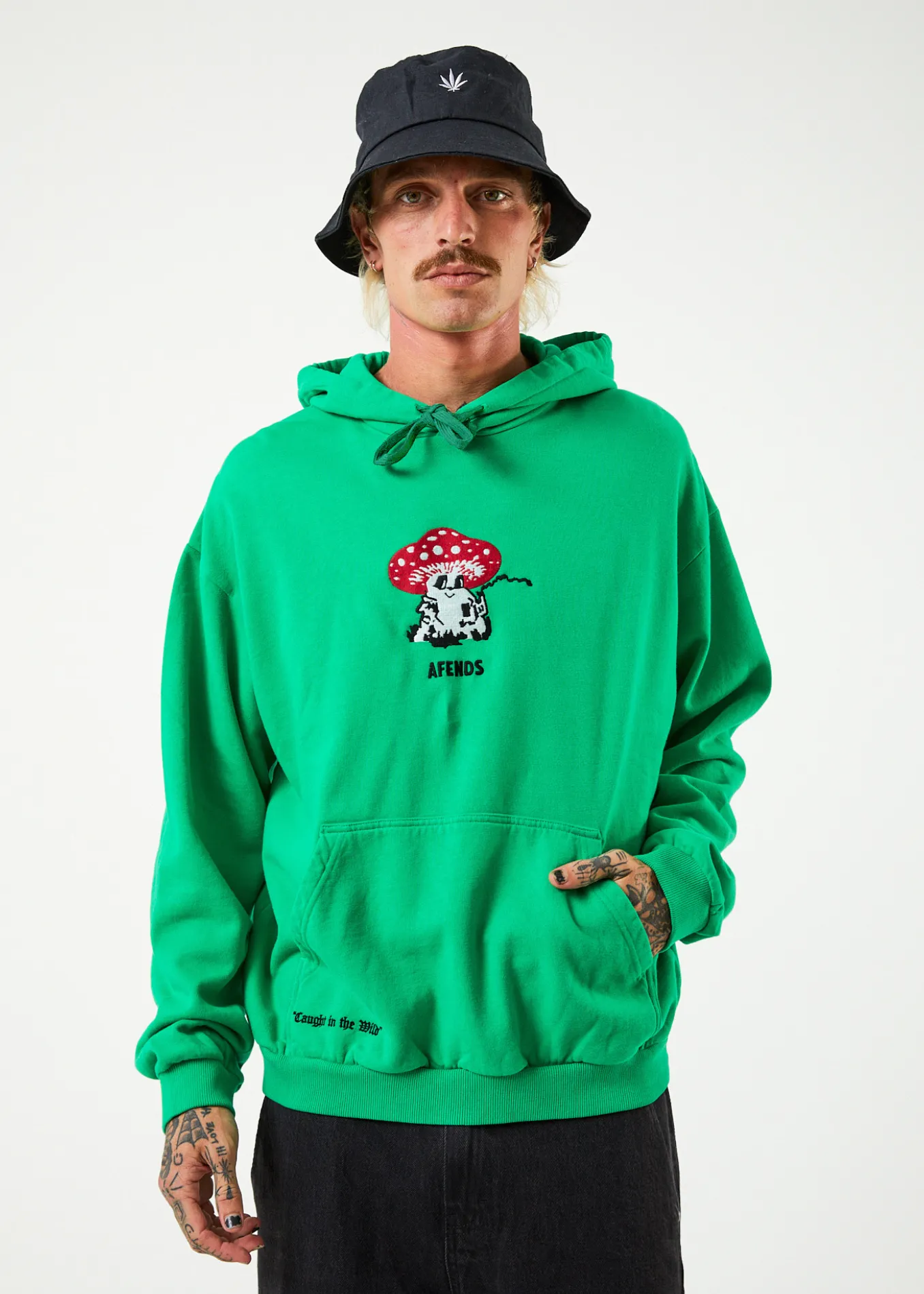 AFENDS Mens Caught In The Wild - Graphic Hoodie - Forest sold by Afends