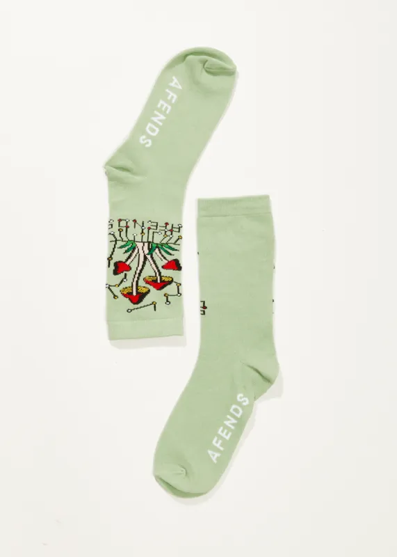 AFENDS Unisex Journey Inward - Crew Socks - Pistachio sold by Afends