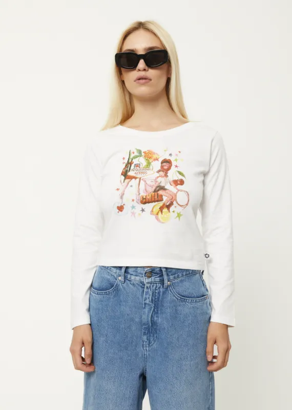 AFENDS Womens Josie - Long Sleeve Graphic T-Shirt - White sold by Afends