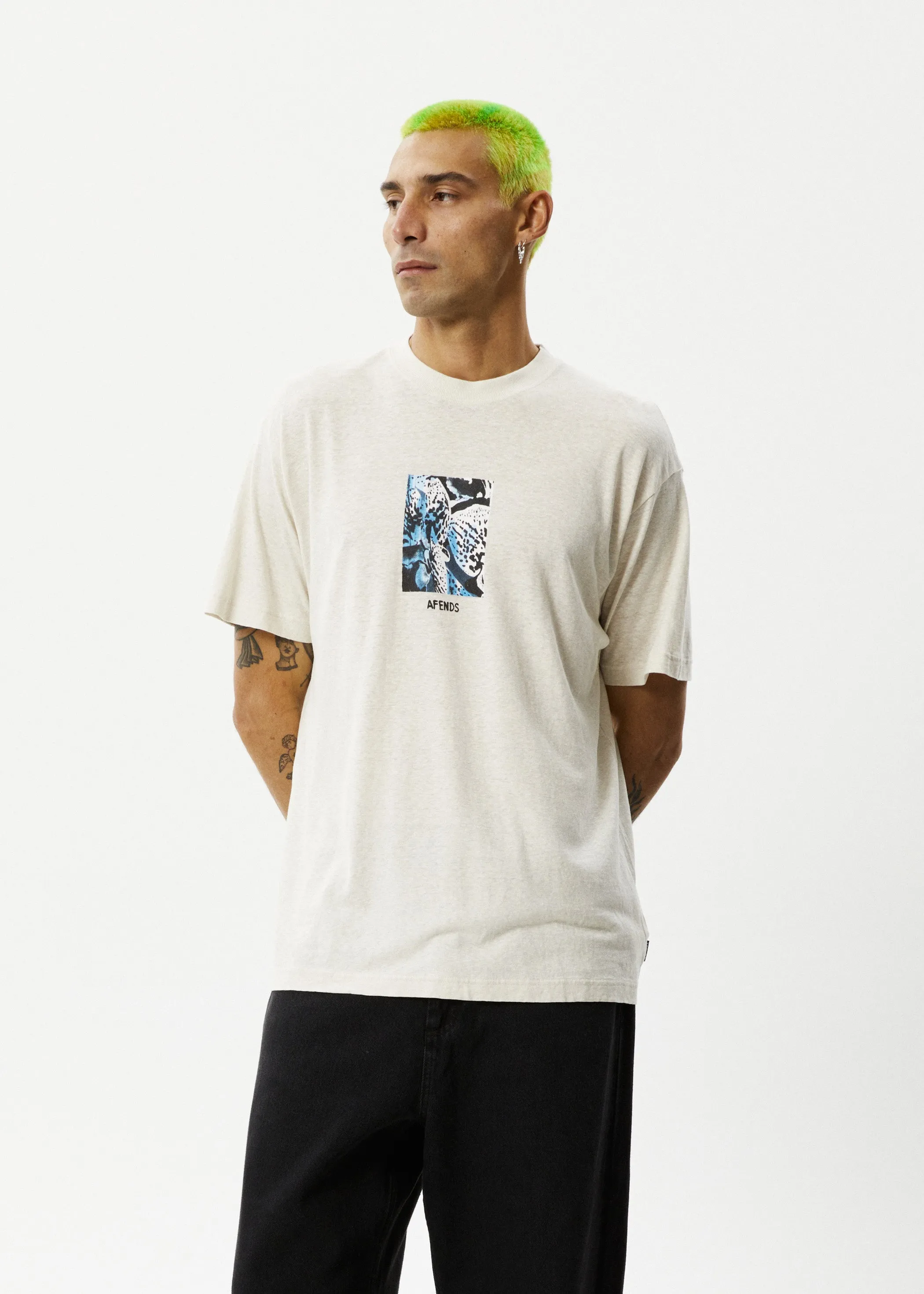 AFENDS Mens Dossy - Boxy Fit Tee - Moonbeam sold by Afends product image thumbnail 4