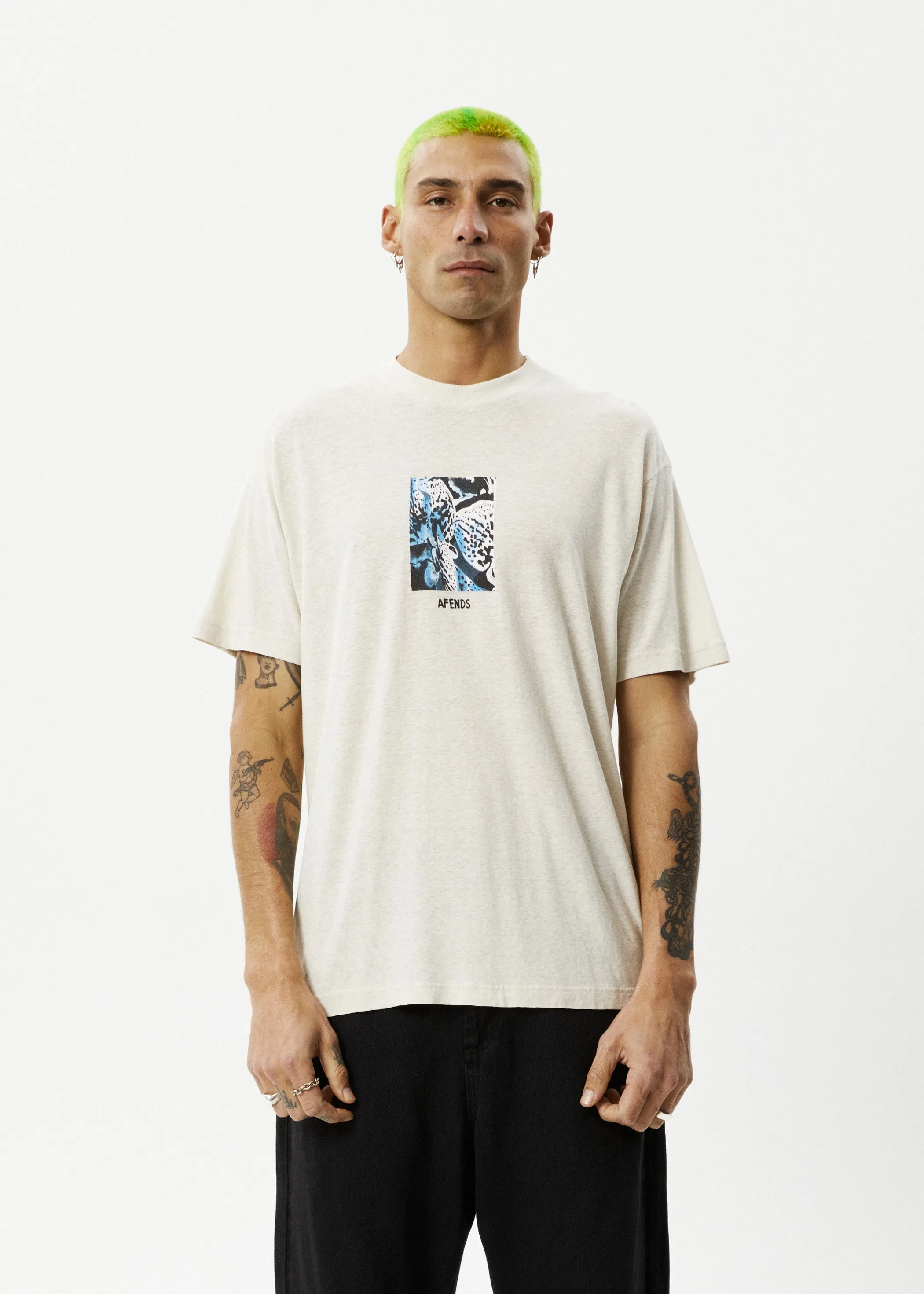 AFENDS Mens Dossy - Boxy Fit Tee - Moonbeam sold by Afends product image thumbnail 3