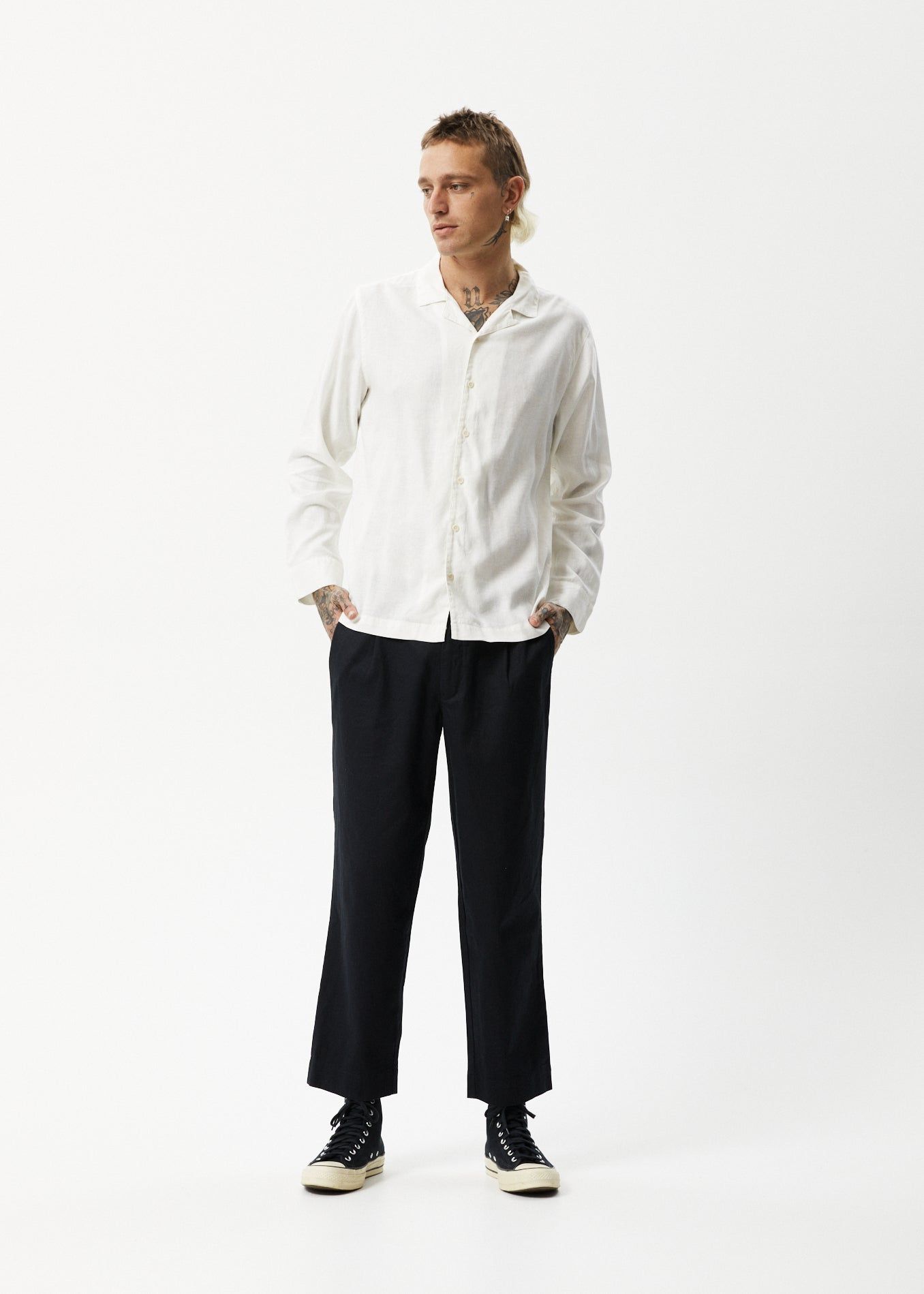 AFENDS Mens Critical - Cuban Long Sleeve Shirt - White sold by Afends product image thumbnail 3