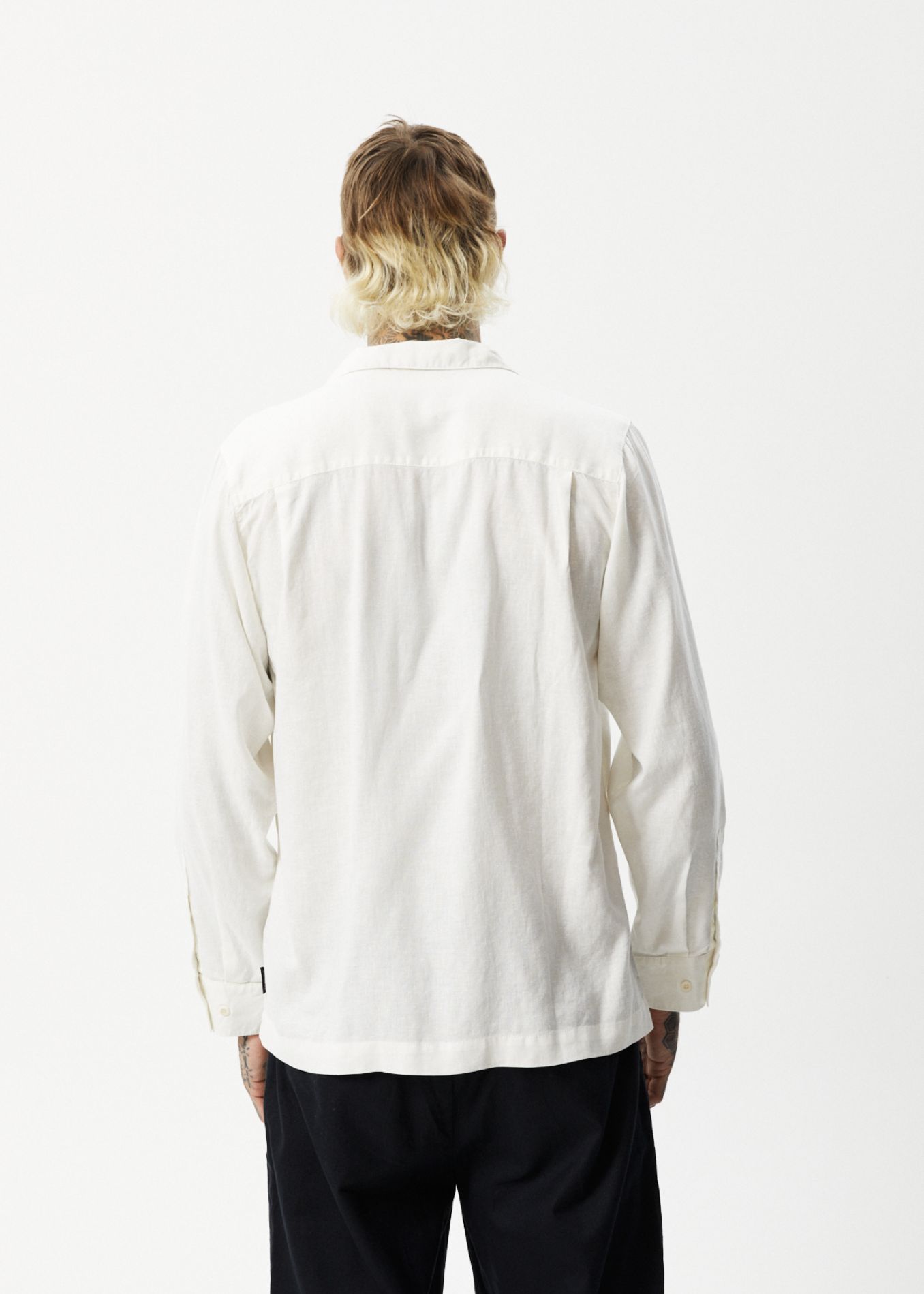 AFENDS Mens Critical - Cuban Long Sleeve Shirt - White sold by Afends product image thumbnail 2