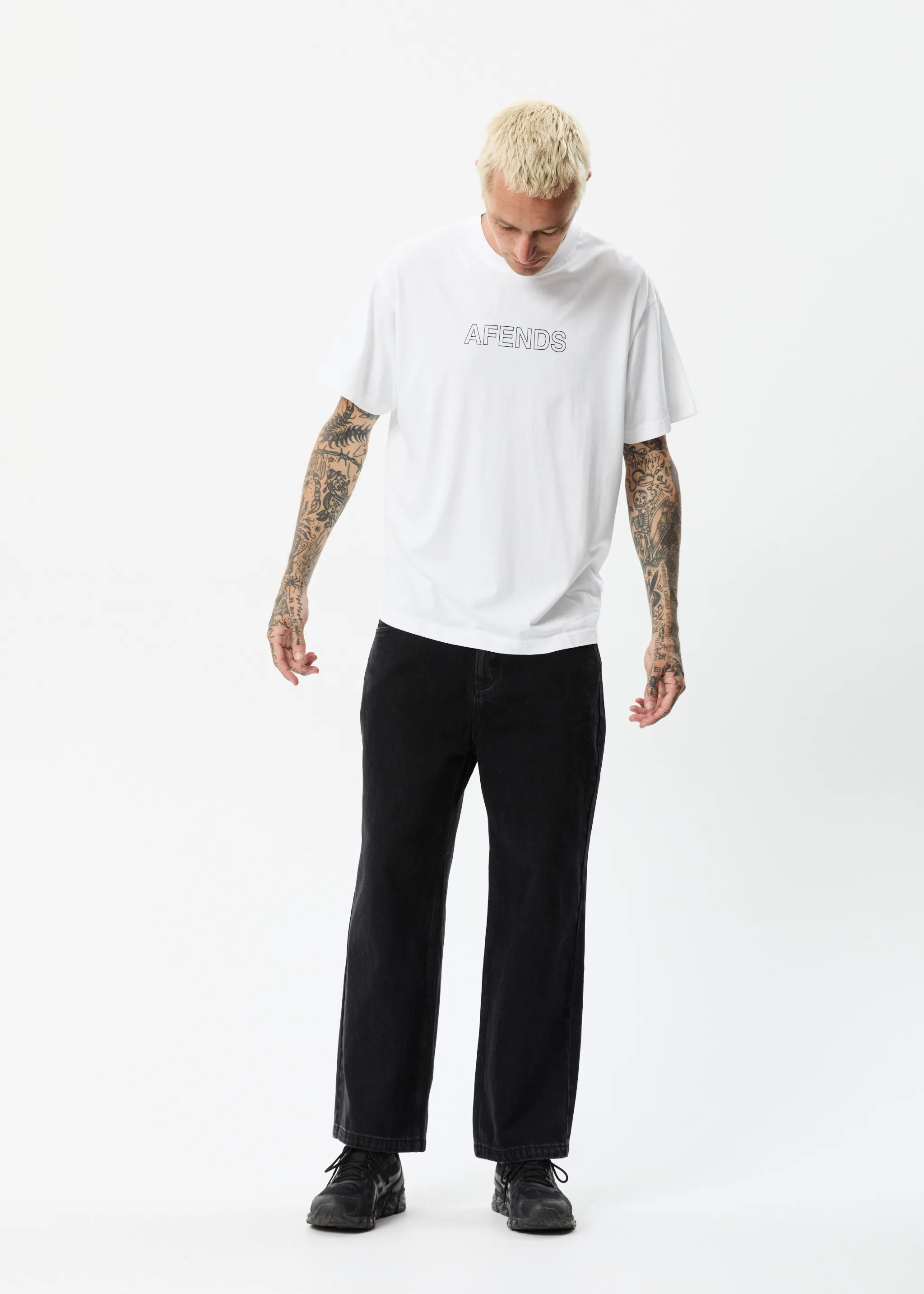 AFENDS Mens Outline - Boxy T-Shirt - White sold by Afends product image thumbnail 3