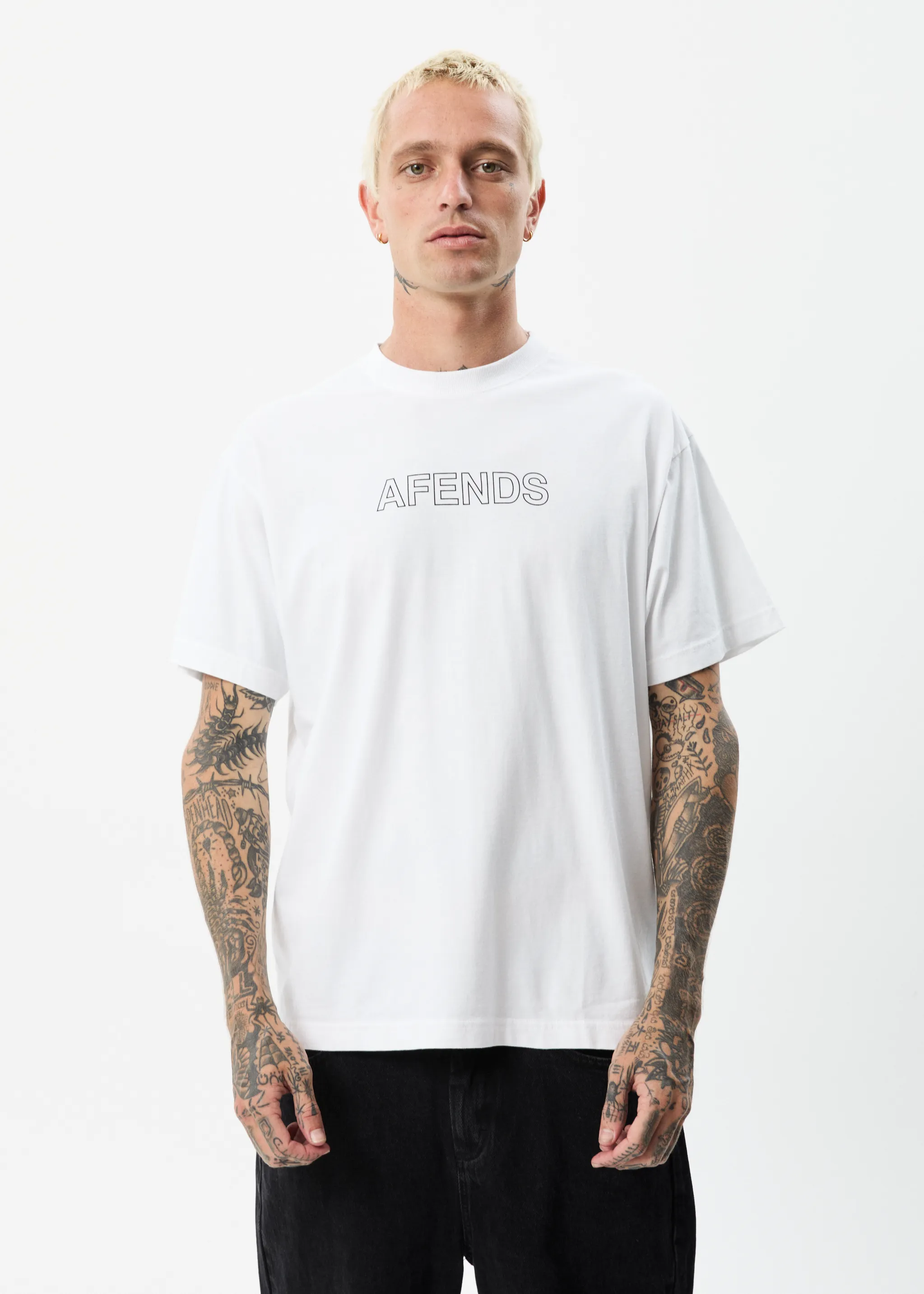 AFENDS Mens Outline - Boxy T-Shirt - White sold by Afends