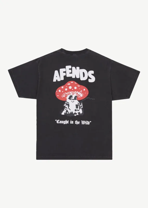 AFENDS Mens Caught In The Wild - Boxy Fit Tee - Stone Black sold by Afends